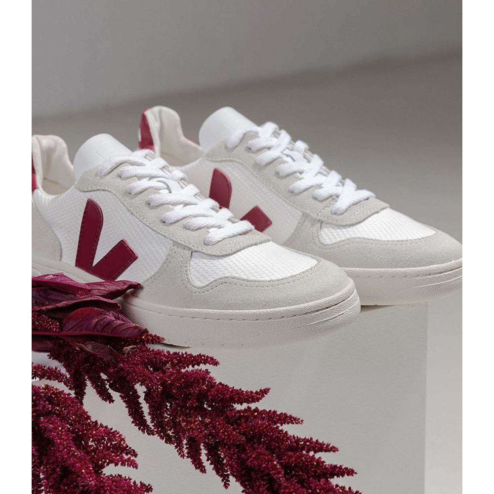 Veja V-10 B-MESH Women's Sneakers White/Red | NZ 644LIS